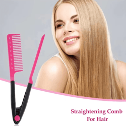 v-shaped hair straightener comb – foldable blow-dry styling tool for smooth, frizz-free hair