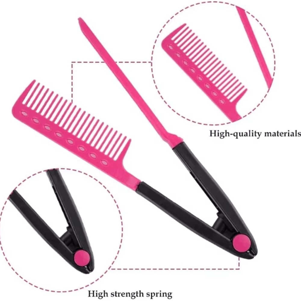 VShaped Hair Straightener Comb Foldable BlowDry Styling Tool For Smooth FrizzFree Hair 2