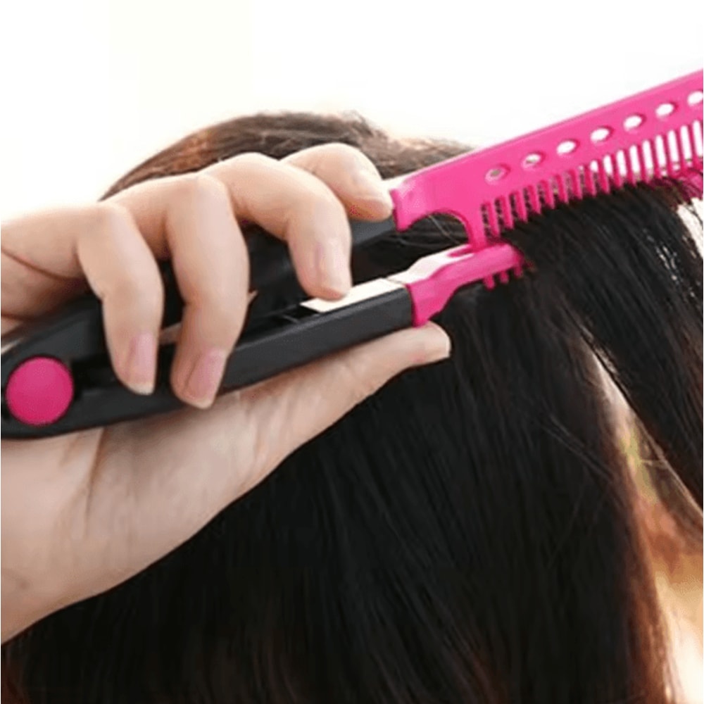 VShaped Hair Straightener Comb Foldable BlowDry Styling Tool For Smooth FrizzFree Hair 3