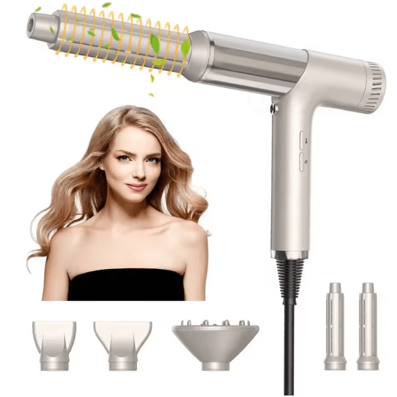 NoiseReducing 5in1 Ionic Hair Dryer Brush HighSpeed Hot Air Styling Straightening Tool 0