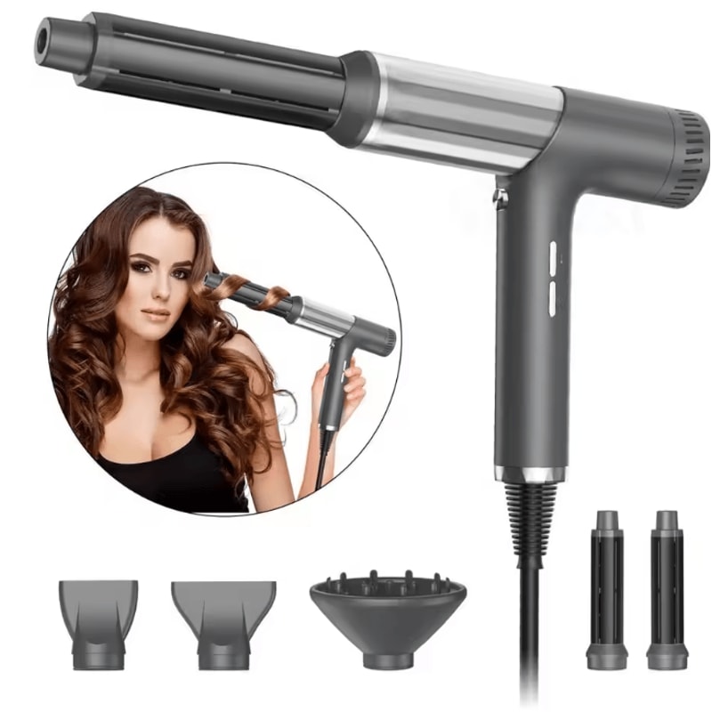 NoiseReducing 5in1 Ionic Hair Dryer Brush HighSpeed Hot Air Styling Straightening Tool 2