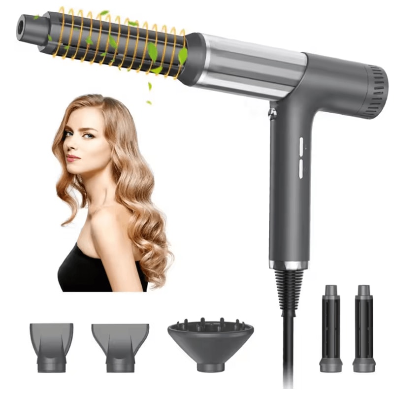 NoiseReducing 5in1 Ionic Hair Dryer Brush HighSpeed Hot Air Styling Straightening Tool 5