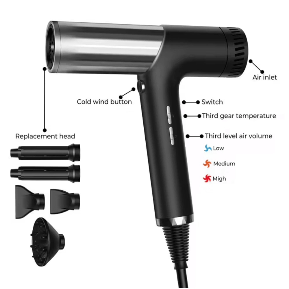 NoiseReducing 5in1 Ionic Hair Dryer Brush HighSpeed Hot Air Styling Straightening Tool 7