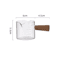 Glass Espresso Measuring Cup With Wooden Handle Double Spout Milk Coffee Pouring Cup 3