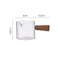 Glass Espresso Measuring Cup With Wooden Handle Double Spout Milk Coffee Pouring Cup 3