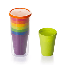 7pcs rainbow plastic cups set – reusable stackable picnic & kids party drink cups
