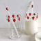 Cute Strawberry Glass Cup With Straw 300ML Borosilicate Aesthetic Drinking Tumbler 0