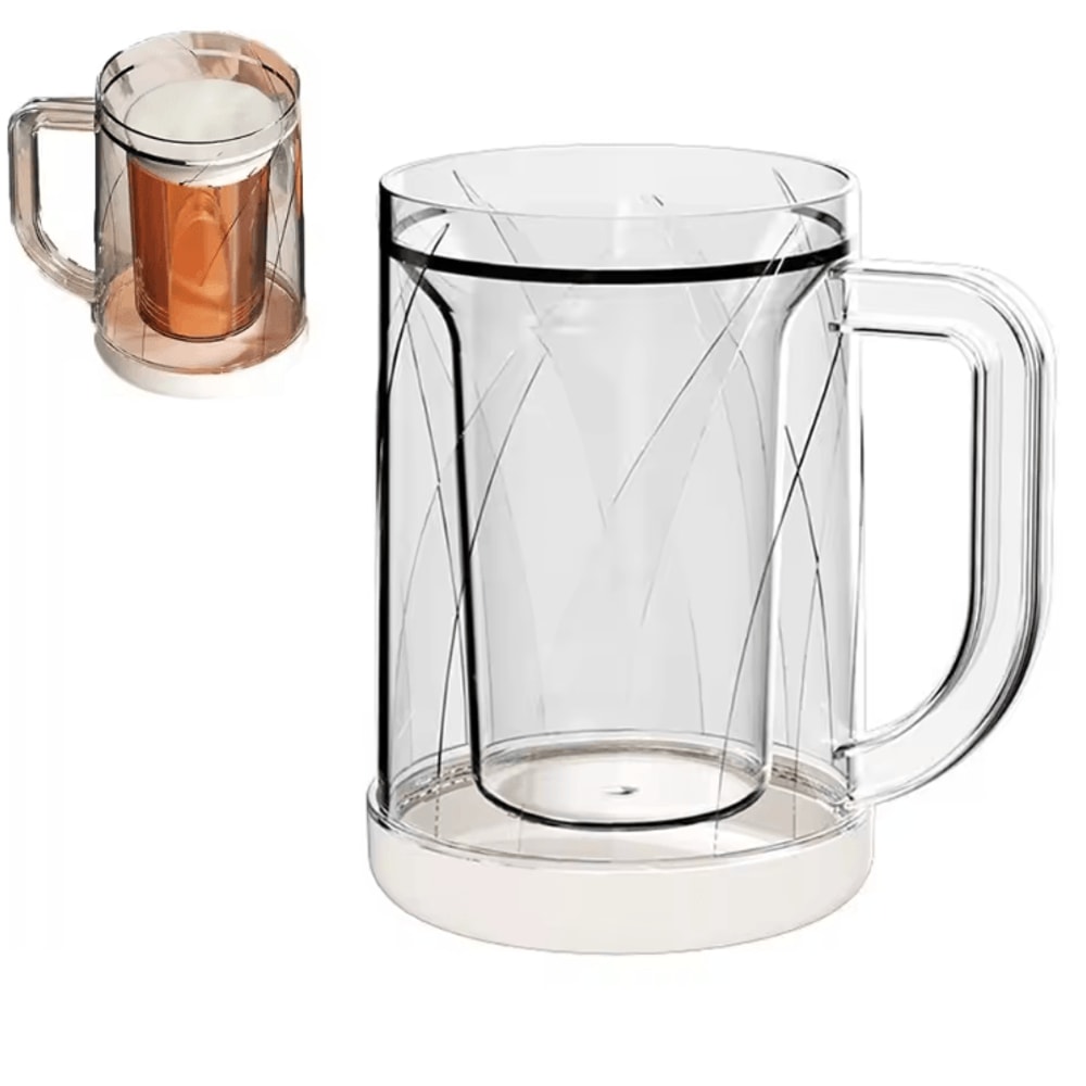 Double Wall Freezer Beer Mug Portable Cooling Cup With Handle For IceCold Drinks 1
