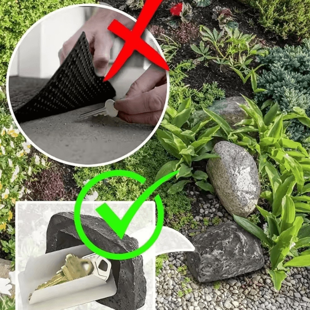 Hidden Stone Key Box Realistic Outdoor Fake Rock Key Holder For Secure Spare Key Storage 0