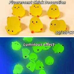 glow-in-the-dark mini chicken figurines – cute resin fairy garden & diy decor set