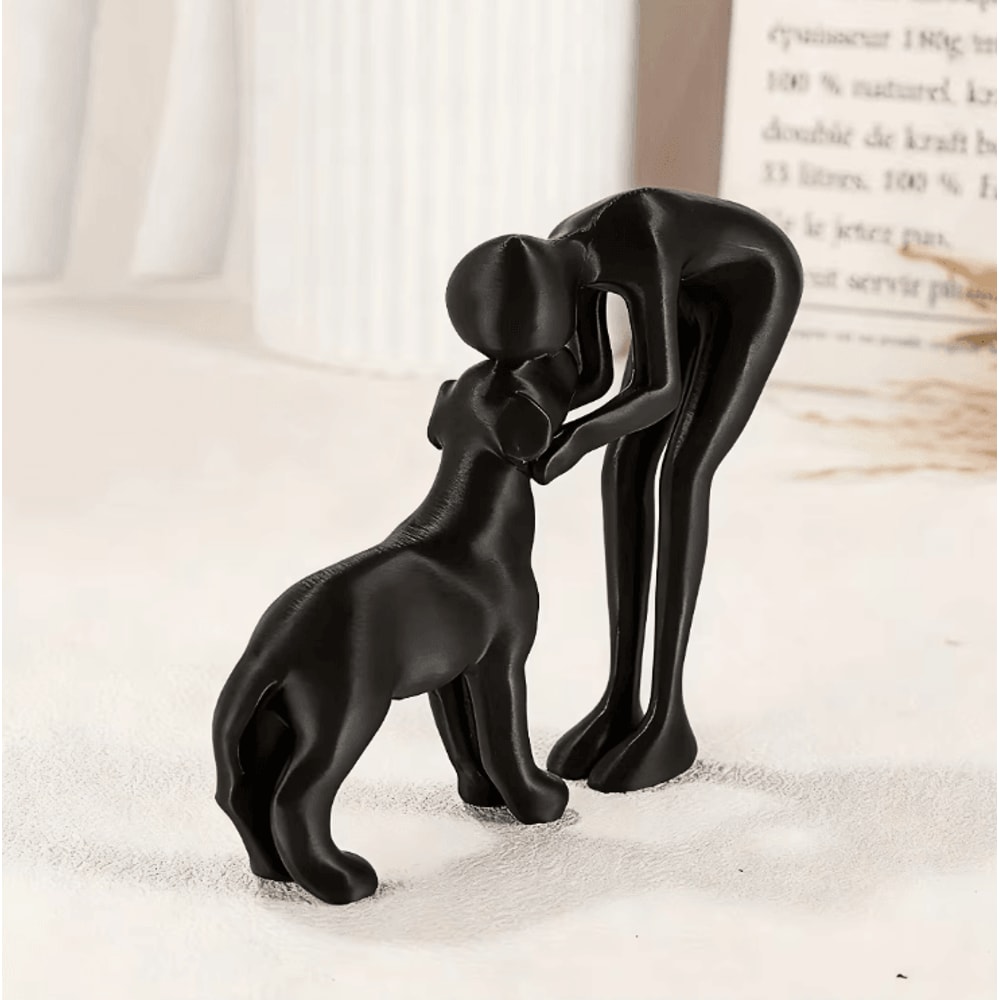 Abstract Human Pet Figurine Modern Resin Companion Sculpture For Home Office Decor 1