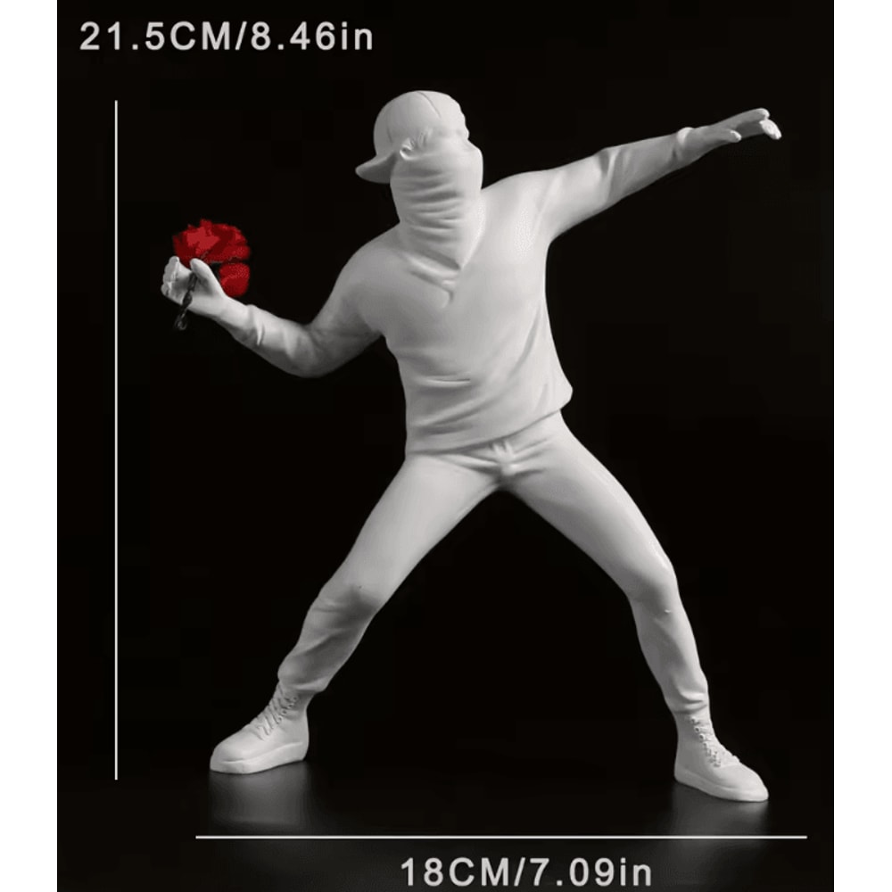 Banksy Flower Thrower Resin Statue Modern Street Art Sculpture For Home Desk Decor 2