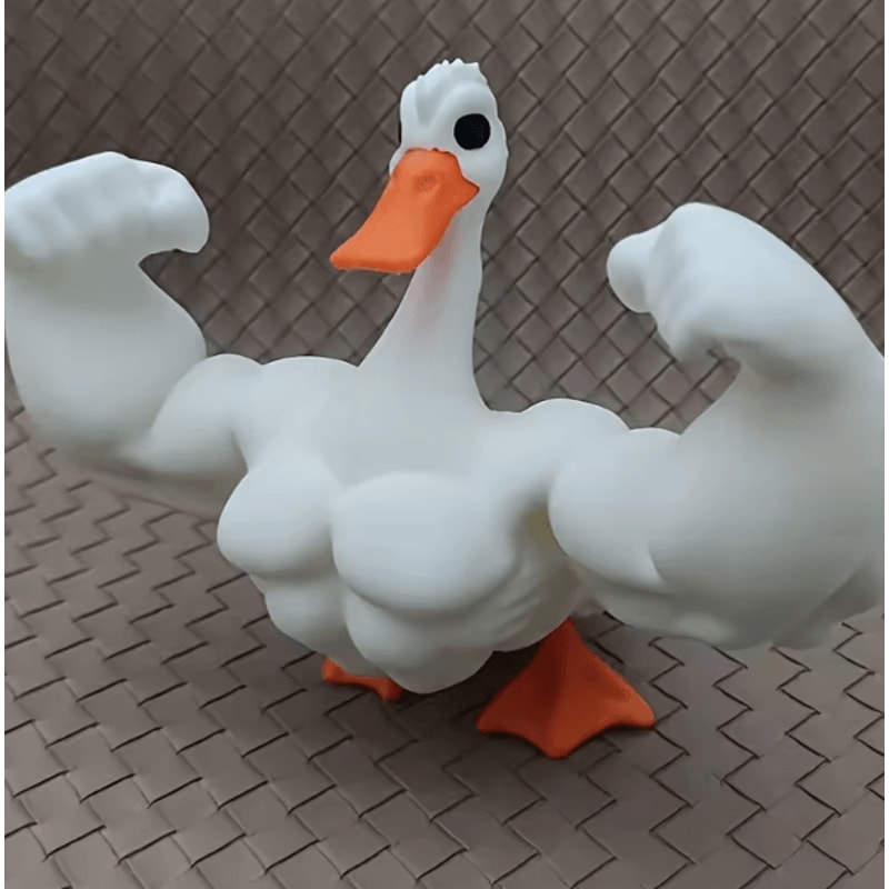 Funny Muscle Duck Statue Whimsical Cute Desk Bookshelf Decor 3