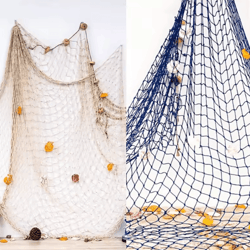 mediterranean nautical fishing net wall decor – coastal beach hanging accent