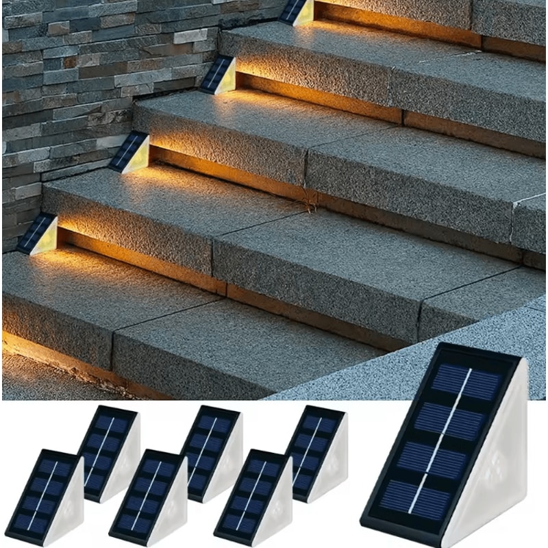 Solar Step Lights Outdoor Waterproof Warm White RGB LED Deck Lighting 0