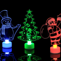 mini snowman led night light – colorful flashing festive decor lamp