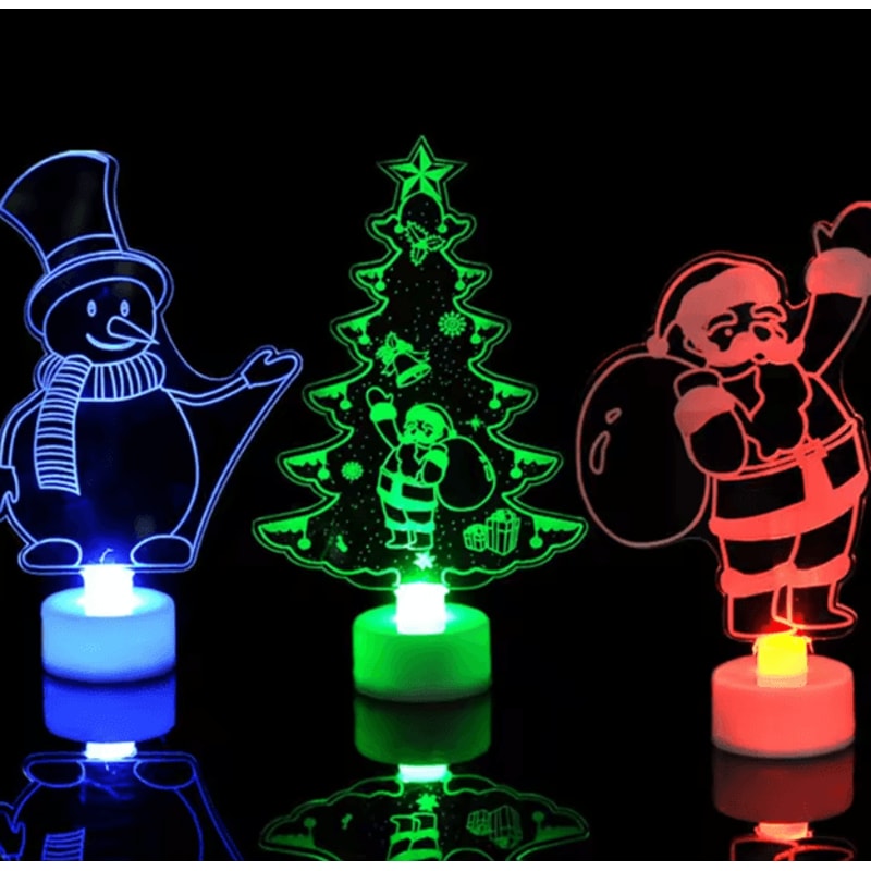 Mini Snowman LED Night Light Colorful Flashing Festive Decor Lamp 0