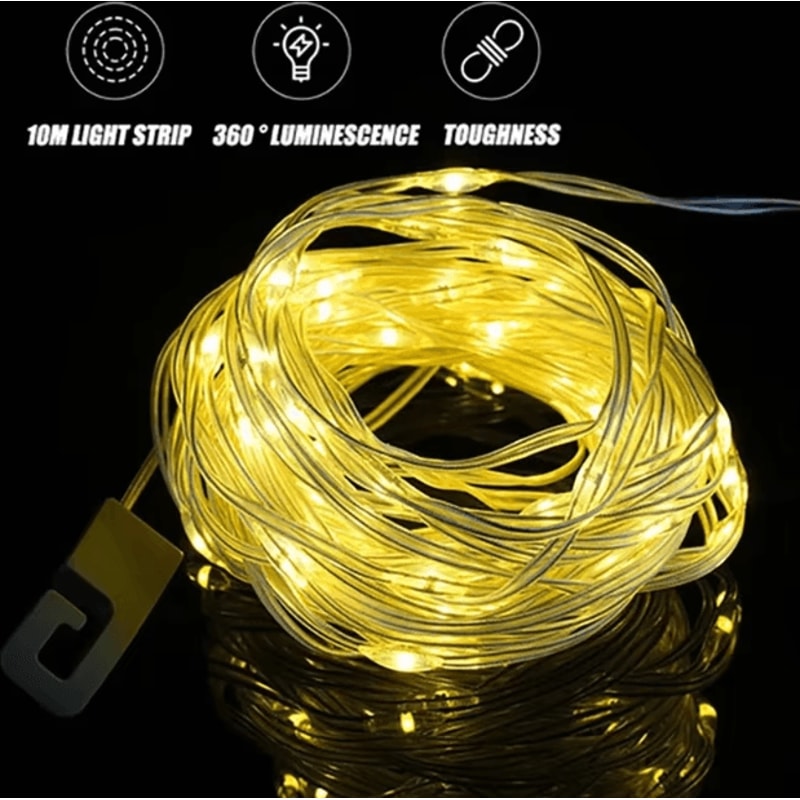 Solar Camping String Lights 10M RGB Outdoor Tent Light With Hook 2