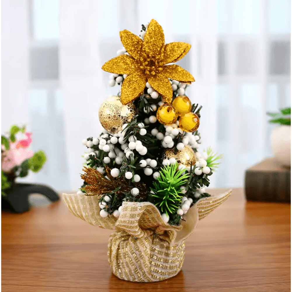 Mini Christmas Tree Decor 20cm Tabletop Festive Desk Ornament 3