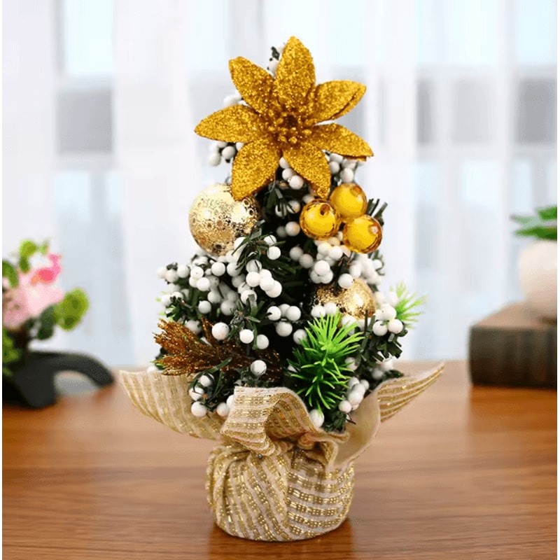 Mini Christmas Tree Decor 20cm Tabletop Festive Desk Ornament 3