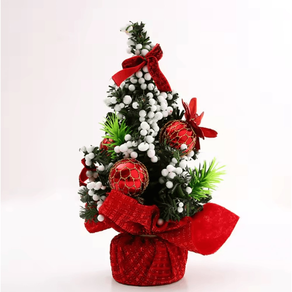 Mini Christmas Tree Decor 20cm Tabletop Festive Desk Ornament 4