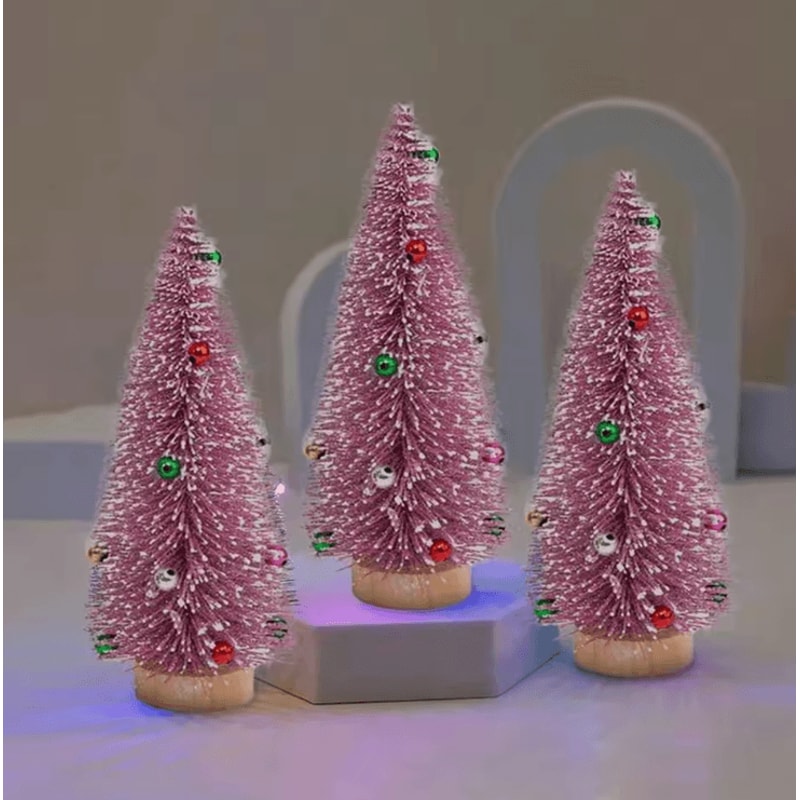 Mini Cedar Christmas Tree Snow Flocked Tabletop Miniature Decor 1