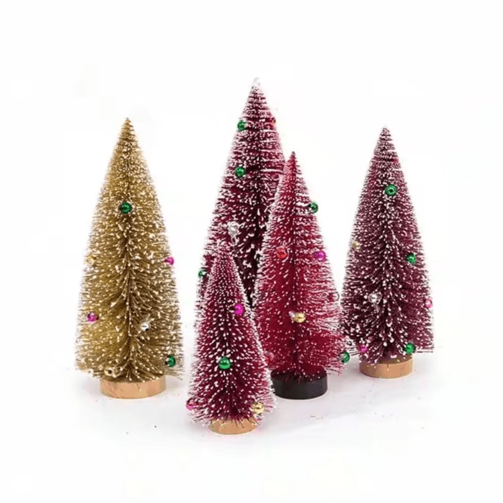 Mini Cedar Christmas Tree Snow Flocked Tabletop Miniature Decor 2