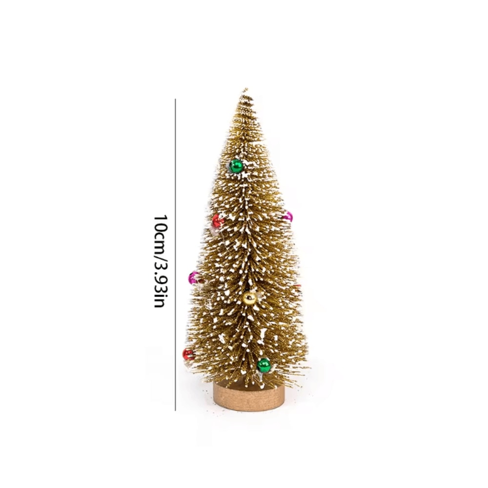 Mini Cedar Christmas Tree Snow Flocked Tabletop Miniature Decor 4