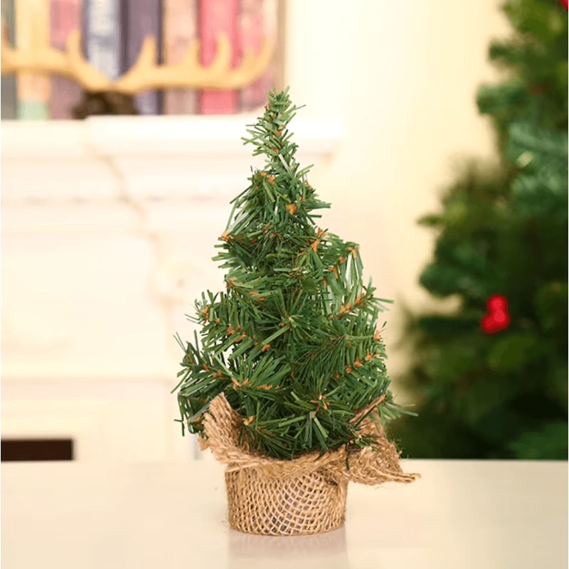 Mini Christmas Tree With Burlap Base 2030cm Tabletop Xmas Decor 2