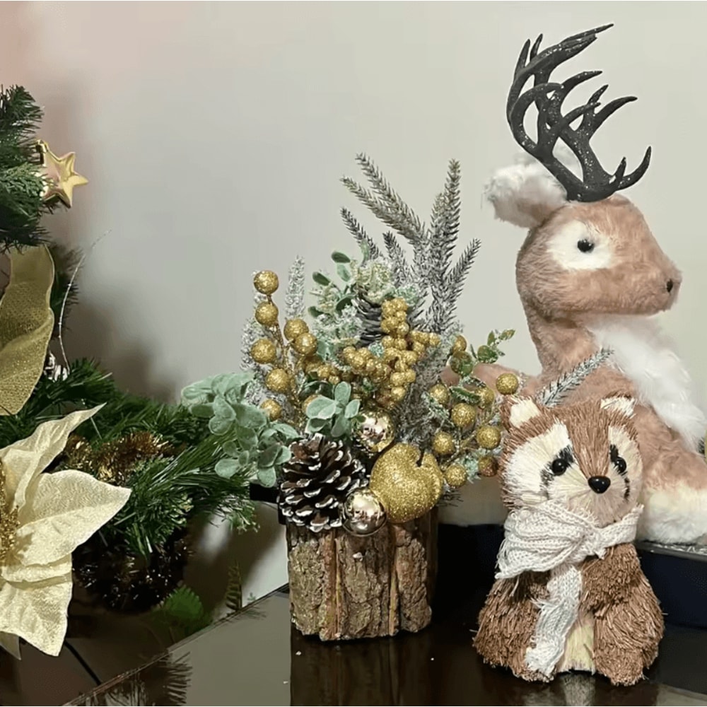 Mini Christmas Tree With Pine Cone Red Berry Tabletop Festive Decor 4