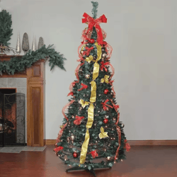 pop-up christmas tree 120cm – foldable pre-decorated festive tree