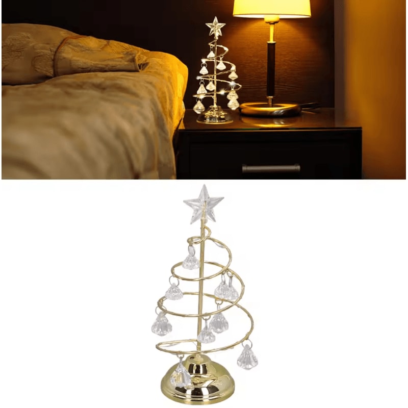 LED Crystal Christmas Tree Lamp Decorative Iron Night Light With Warm Glow 2