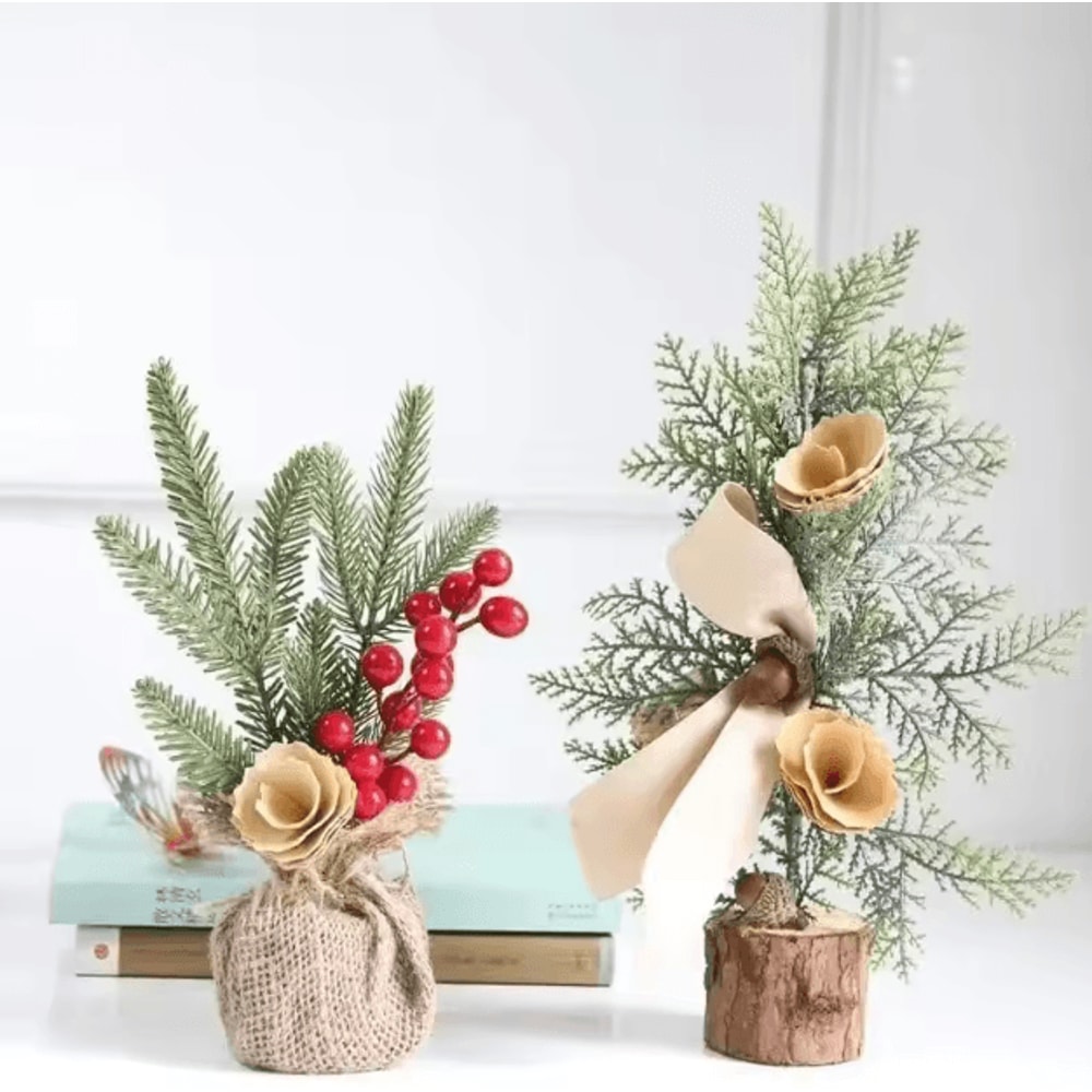 25cm Mini Christmas Tree Tabletop Festive Desktop Decoration 1
