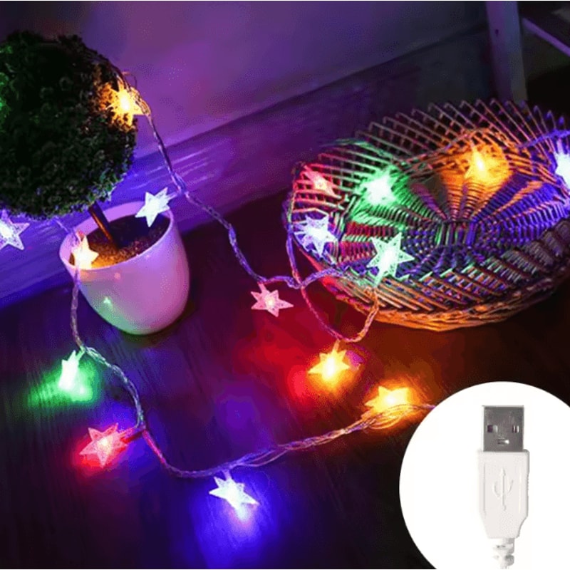LED Star Fairy String Lights Outdoor Decorative Garland Lights 4