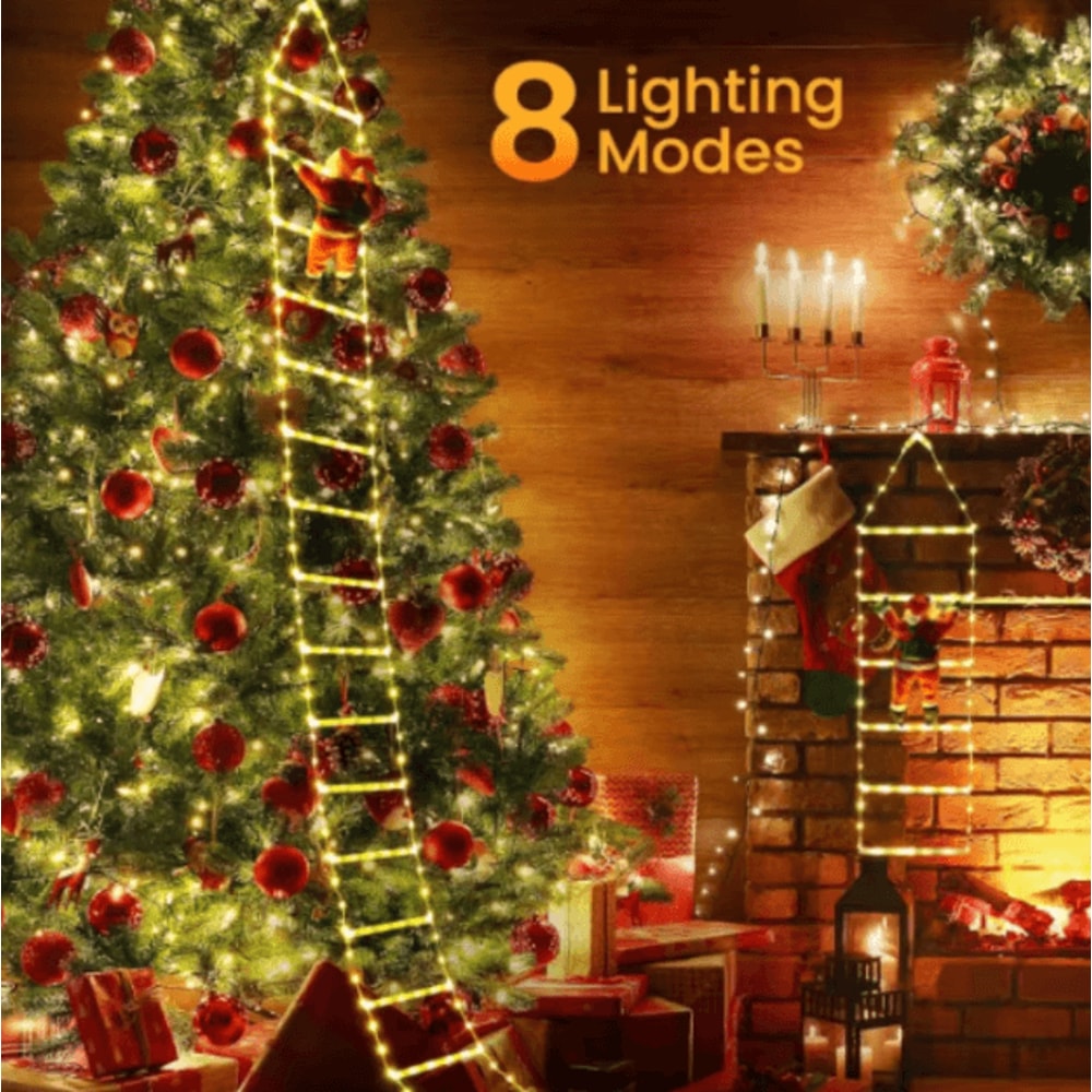 Santa Climbing Ladder LED Lights Christmas Window Wall Decoration 0