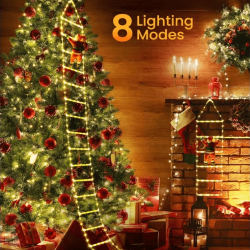 Santa Climbing Ladder LED Lights Christmas Window Wall Decoration 0
