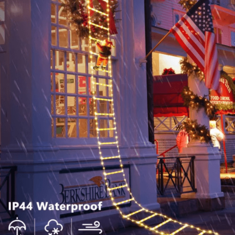 Santa Climbing Ladder LED Lights Christmas Window Wall Decoration 1