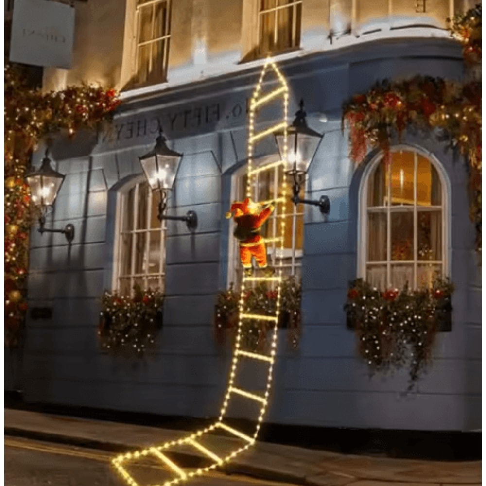 Santa Climbing Ladder LED Lights Christmas Window Wall Decoration 4