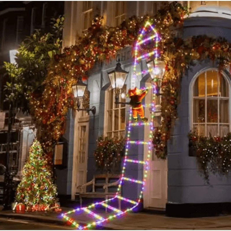 Santa Climbing Ladder LED Lights Christmas Window Wall Decoration 5