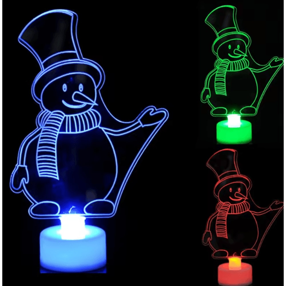 Mini LED Snowman Night Light Colorful Flashing Festive Decor Lamp 3