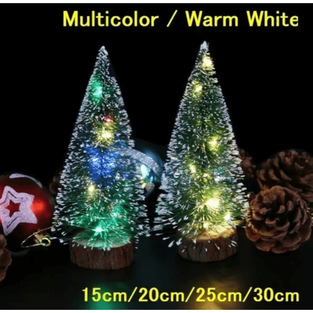1pc LED Light Mini Artificial Christmas Trees Decorations Festival Tabletop Miniature Snow Frost Xm 1
