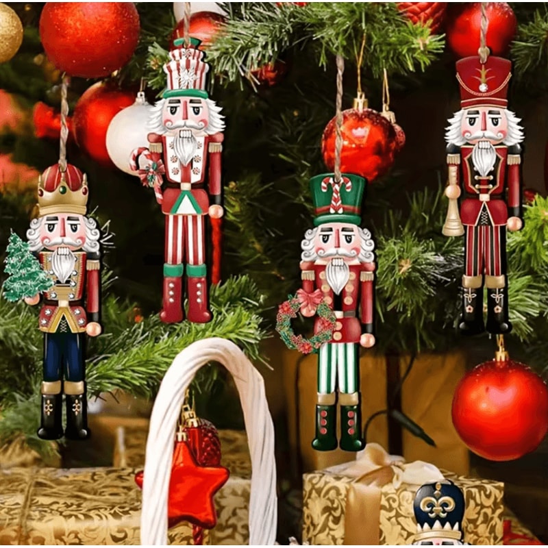 12pcs Wooden Nutcracker Ornament Set Classic Christmas Tree Hanging Decor 0