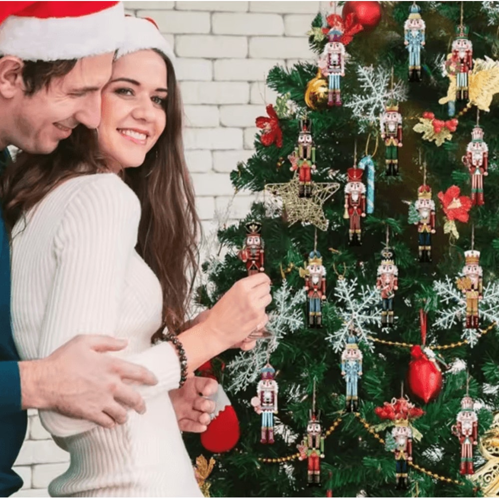 12pcs Wooden Nutcracker Ornament Set Classic Christmas Tree Hanging Decor 1