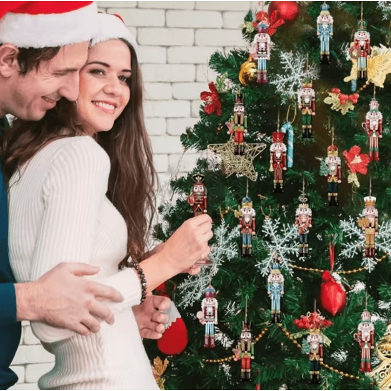 12pcs Wooden Nutcracker Ornament Set Classic Christmas Tree Hanging Decor 1