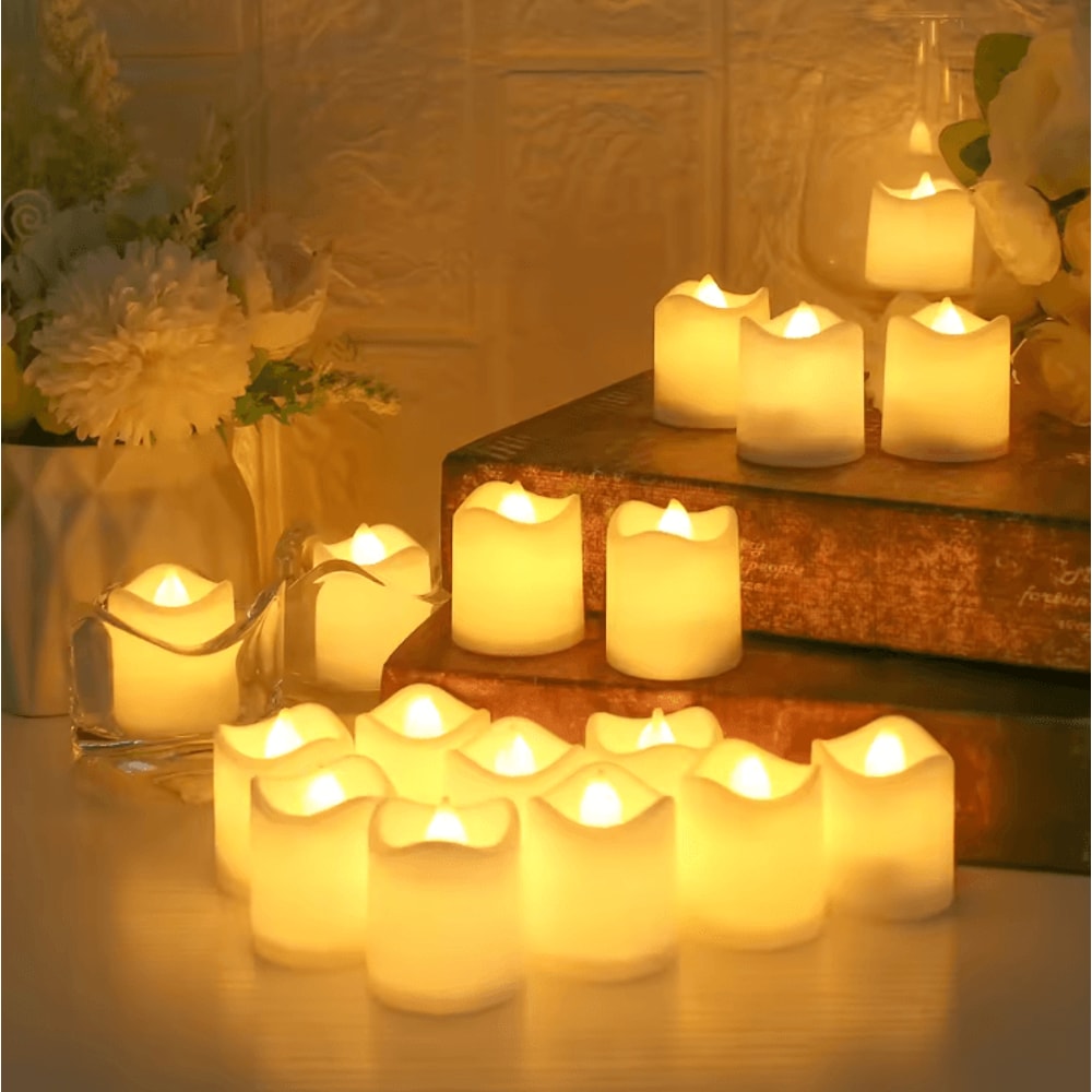 Flameless LED Candles Set Warm White Battery Operated Tea Lights For Weddings Holidays Home Decor 1