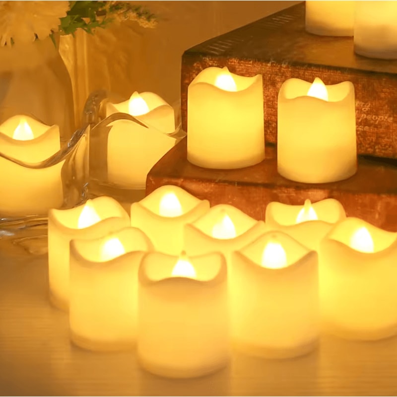 Flameless LED Candles Set Warm White Battery Operated Tea Lights For Weddings Holidays Home Decor 3