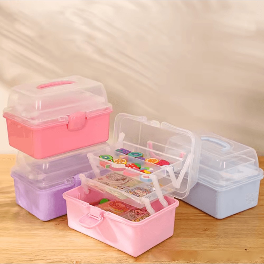 3Tier Foldable Storage Box Organizer Cute Portable Hair Accessories Jewelry Case For Kids 0