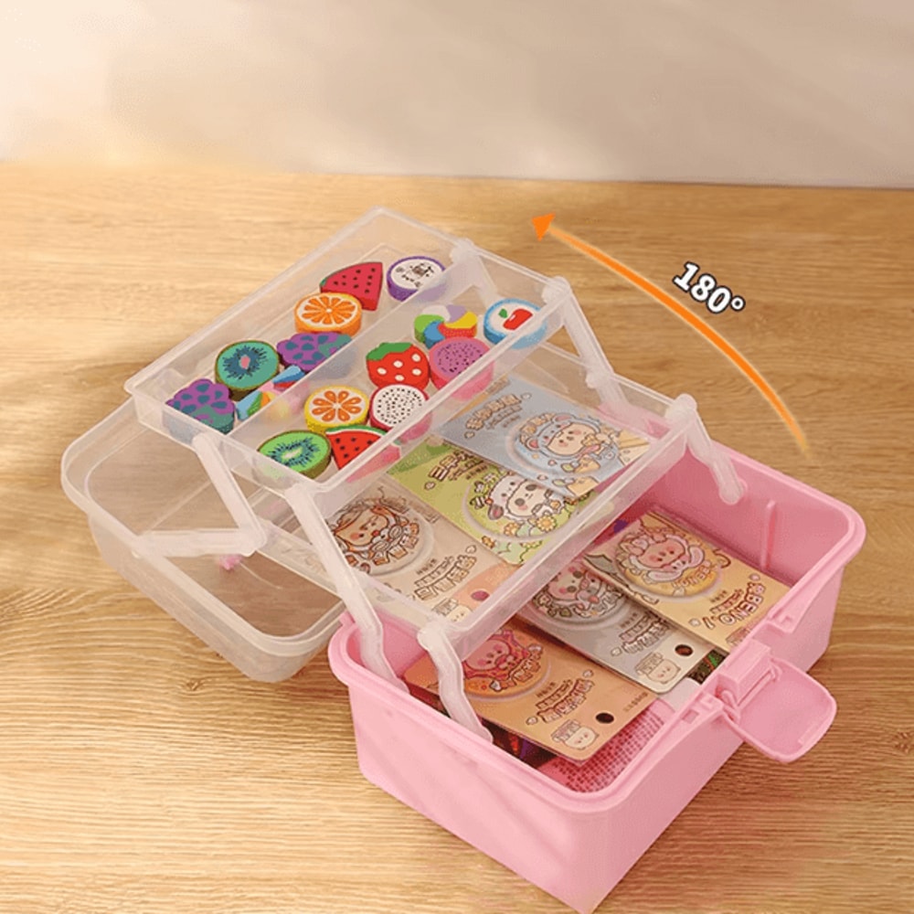 3Tier Foldable Storage Box Organizer Cute Portable Hair Accessories Jewelry Case For Kids 1