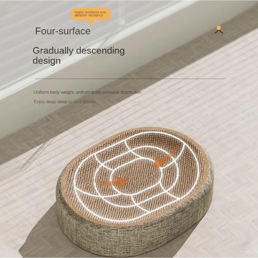 2in1 Sisal Cat Scratching Board Bed Durable Oval Scratcher Cozy Cat Nest 3