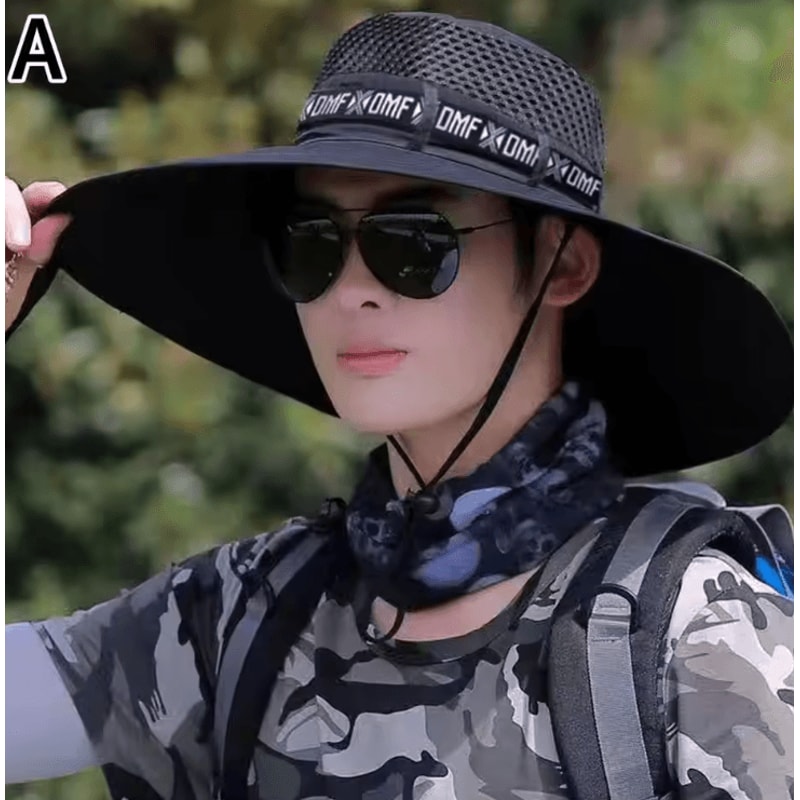 Wide Brim Sun Hat UV Protection Mesh Fishing Hat For Men And Women Outdoor Beach Hiking Cap 2